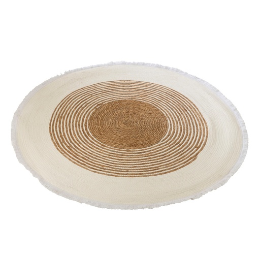 [JL000017] Tapis herbe raphia naturel et blanc Ø117