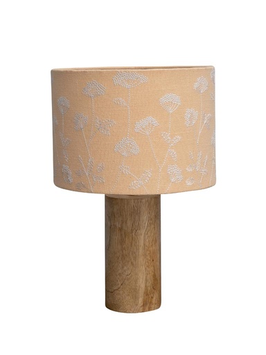 [CH003022] Lampe Manon bois avec abat-jour fleuri