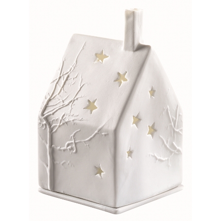 [RW000701] Maison étoiles et branchages porcelaine