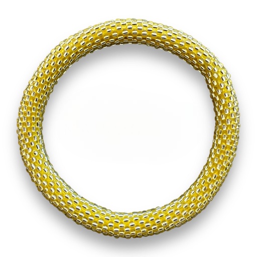 [KZ000003] Bracelet perles de verre jaune