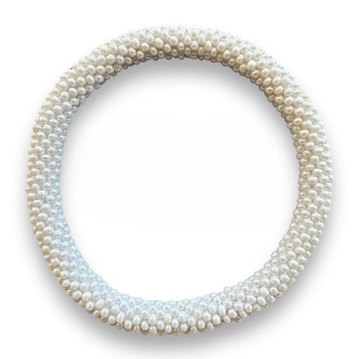 [KZ000004] Bracelet perles de verre blanc