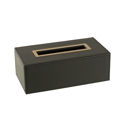 [JL000110] Couvre boite mouchoir simili cuir noir et bronze