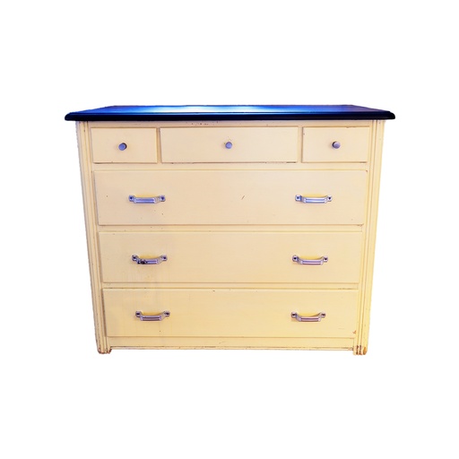 [BRO000008] Commode patine grise et jaune