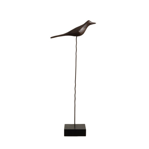 [CH001350] Oiseau bois sculpté sur tige GM