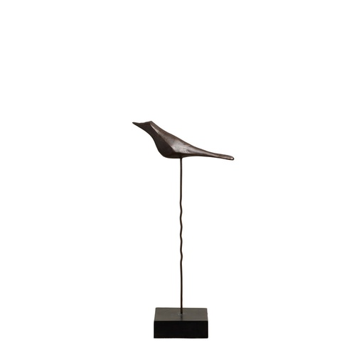 [CH001351] Oiseau bois sculpté sur tige PM