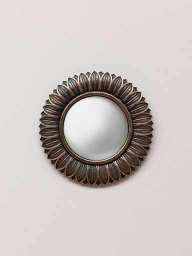 [CH003058] Miroir convexe feuilles bronze PM