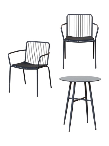 [CH003079] Set de 2 chaises bleues et table